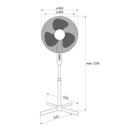Stojanový ventilátor 45W/230V pr. 40 cm bílá