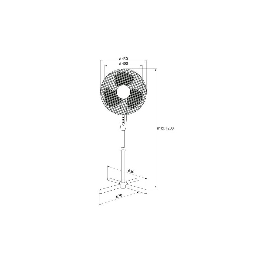 Stojanový ventilátor 45W/230V pr. 40 cm bílá