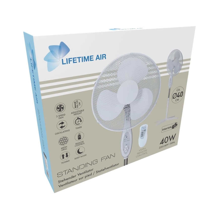 Stojanový ventilátor 45W/230V pr. 40 cm bílá