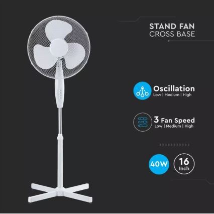 Stojanový ventilátor pr. 41 cm 40W/230V bílá