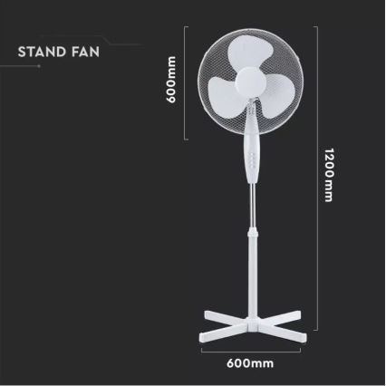 Stojanový ventilátor pr. 41 cm 40W/230V bílá