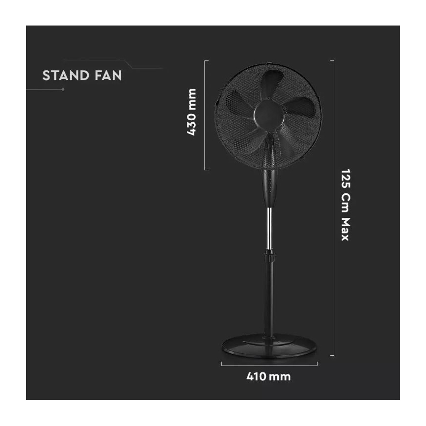 Stojanový ventilátor pr. 43 cm 55W/230V černá