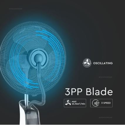 Stojanový ventilátor pr. 43 cm s rozprašovačem vody 80W/230V černá + DO