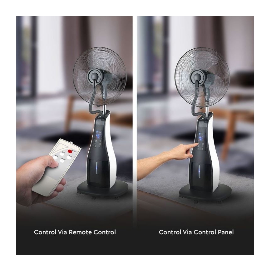 Stojanový ventilátor pr. 43 cm s rozprašovačem vody 80W/230V černá + DO