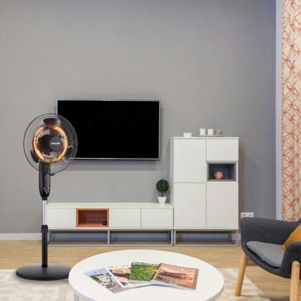 Stojanový ventilátor s ohřívačem 35W/2000W/230V pr. 40 cm černá + dálkové ovládání