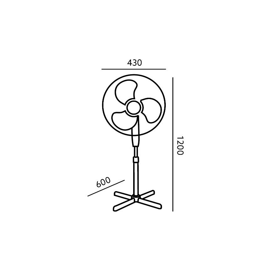 Stojanový ventilátor VIENTO 45W/230V pr. 40 cm černá