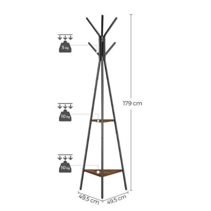 Stojanový věšák LINEA 50x179x50 cm černá/hnědá