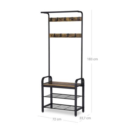 Stojanový věšák NAVOR 72x183x34 cm hnědá/černá