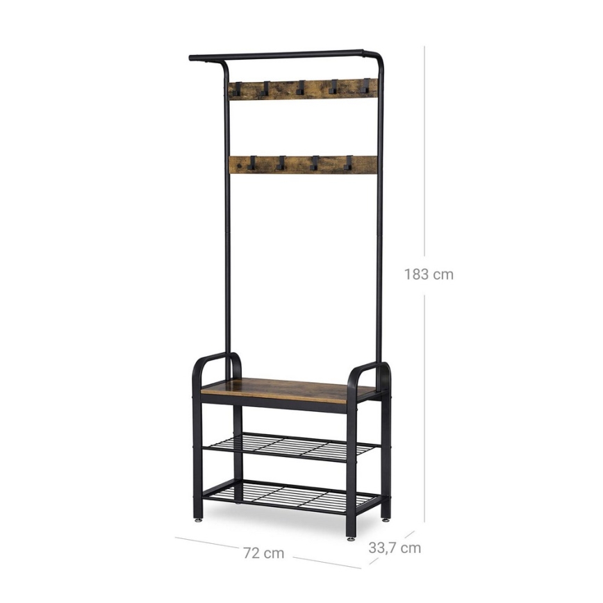 Stojanový věšák NAVOR 72x183x34 cm hnědá/černá
