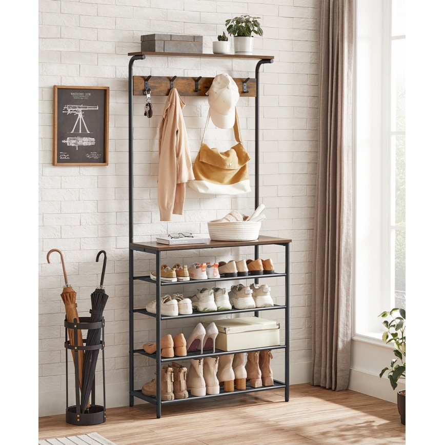 Stojanový věšák NAVOR hnědá/černá