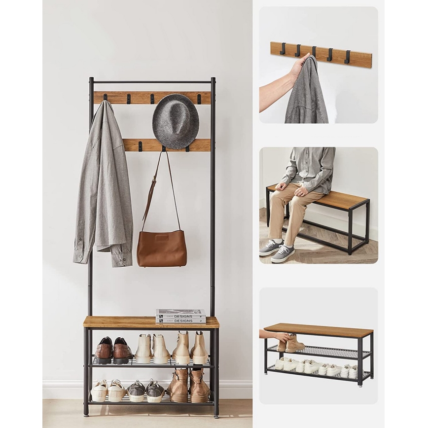 Stojanový věšák NAVOR hnědá/černá