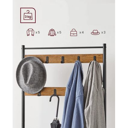 Stojanový věšák NAVOR hnědá/černá