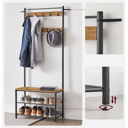 Stojanový věšák NAVOR hnědá/černá