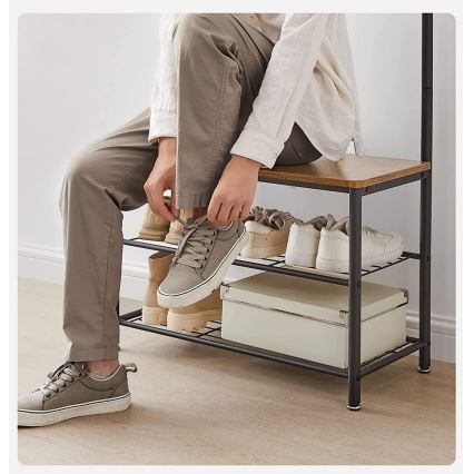 Stojanový věšák NAVOR hnědá/černá