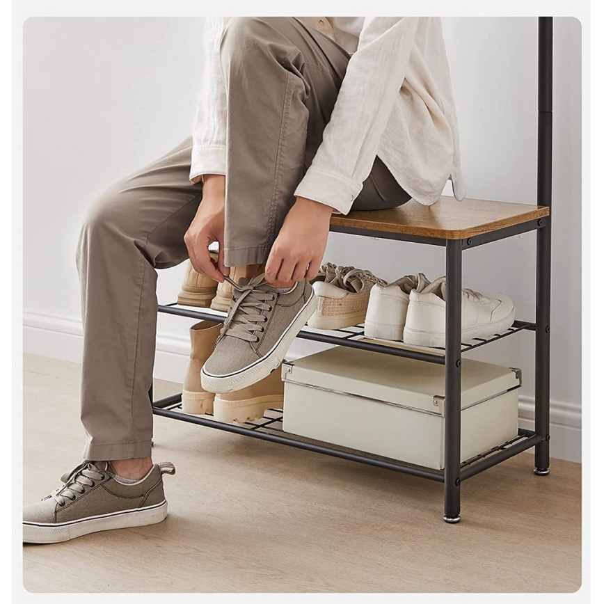 Stojanový věšák NAVOR hnědá/černá