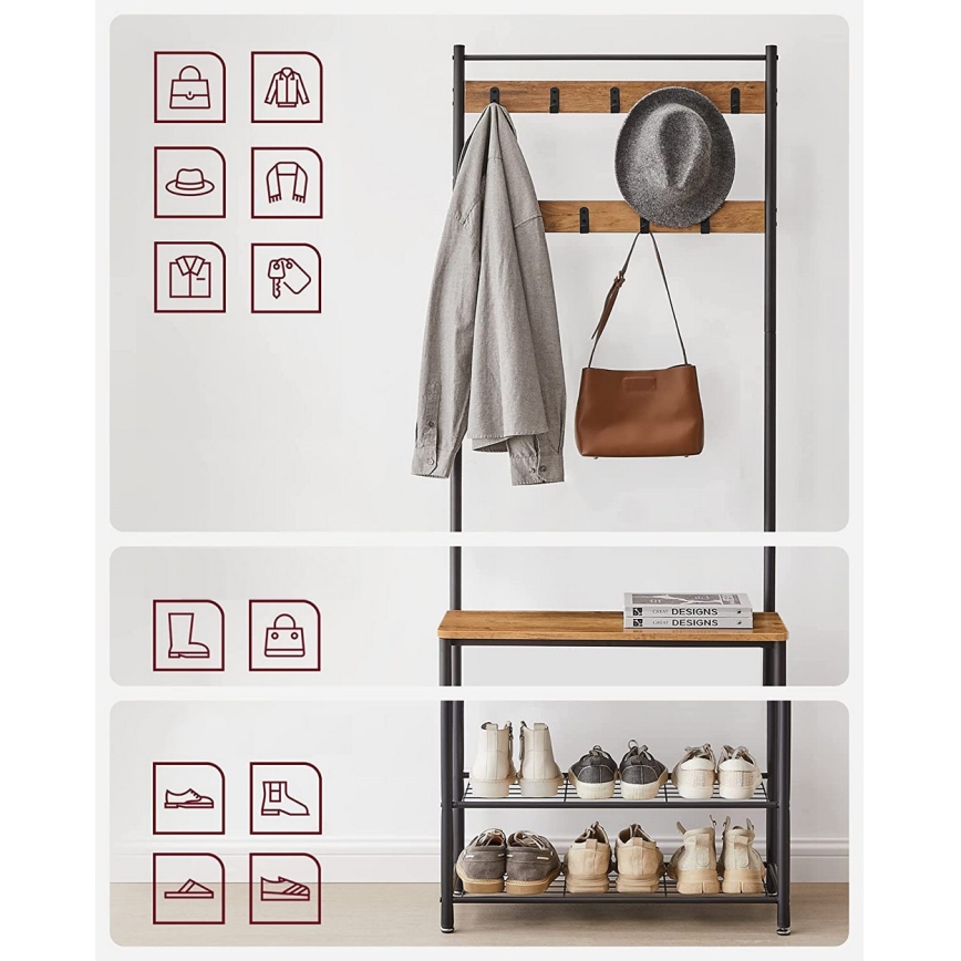 Stojanový věšák NAVOR hnědá/černá