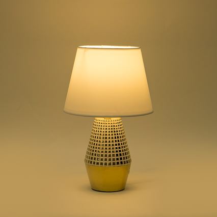 Stolní lampa 1xE14/40W/230V bílá/zlatá