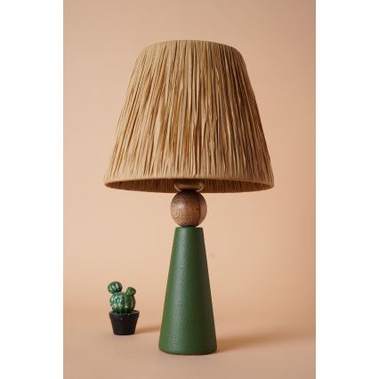 Stolní lampa 1xE27/40W/230V hnědá/zelená