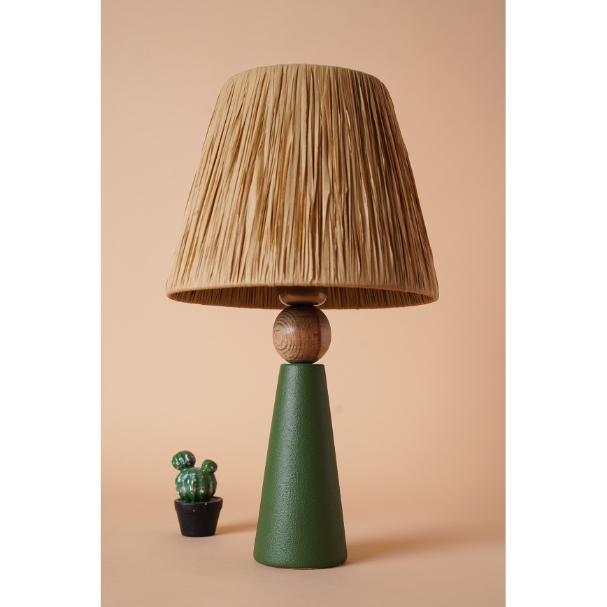 Stolní lampa 1xE27/40W/230V hnědá/zelená