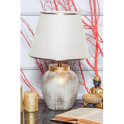 Stolní lampa 1xE27/40W/230V zlatá/béžová