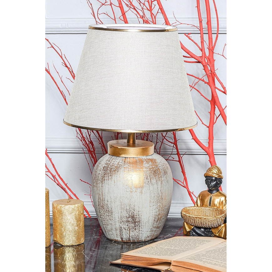 Stolní lampa 1xE27/40W/230V zlatá/béžová