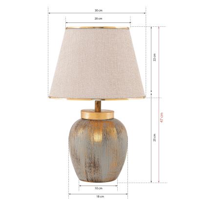 Stolní lampa 1xE27/40W/230V zlatá/béžová