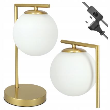 Stolní lampa 1xE27/40W/230V zlatá/bílá