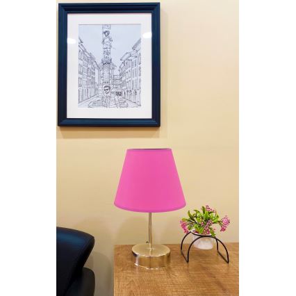 Stolní lampa 1xE27/60W/230V růžová/lesklý chrom