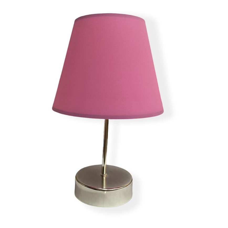 Stolní lampa 1xE27/60W/230V růžová/lesklý chrom