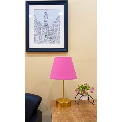 Stolní lampa 1xE27/60W/230V růžová/měděná