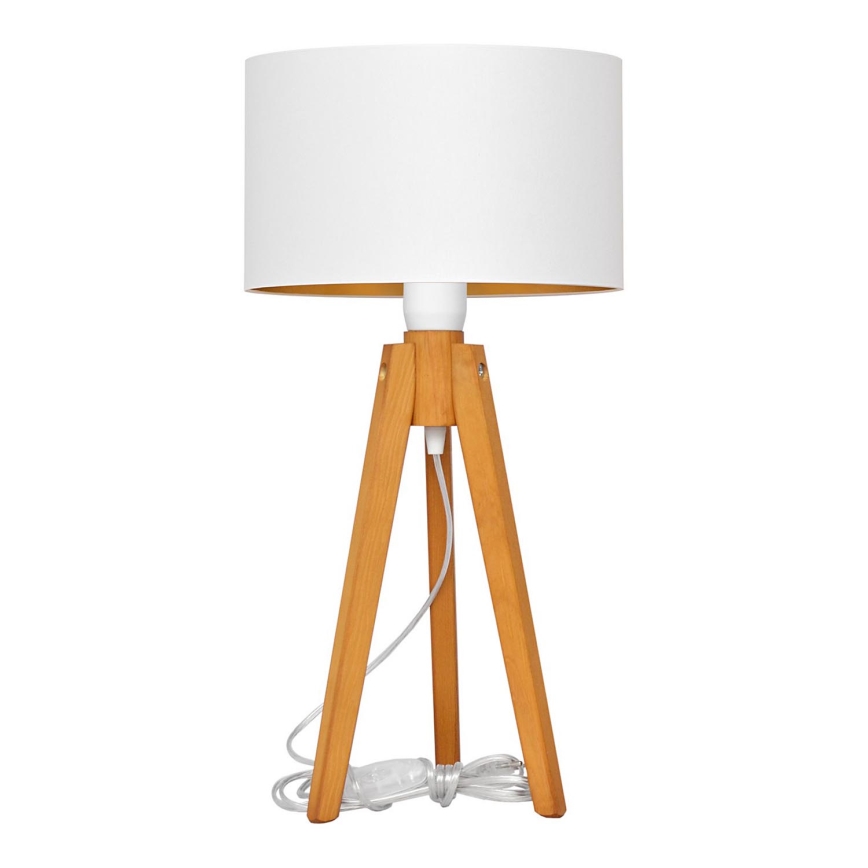 Stolní lampa ALBA 1xE27/15W/230V bílá/zlatá/dub