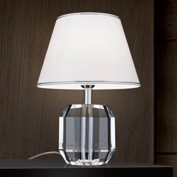 Stolní lampa ALEXIS 1xE27/60W/230V bílá/lesklý chrom/čirá