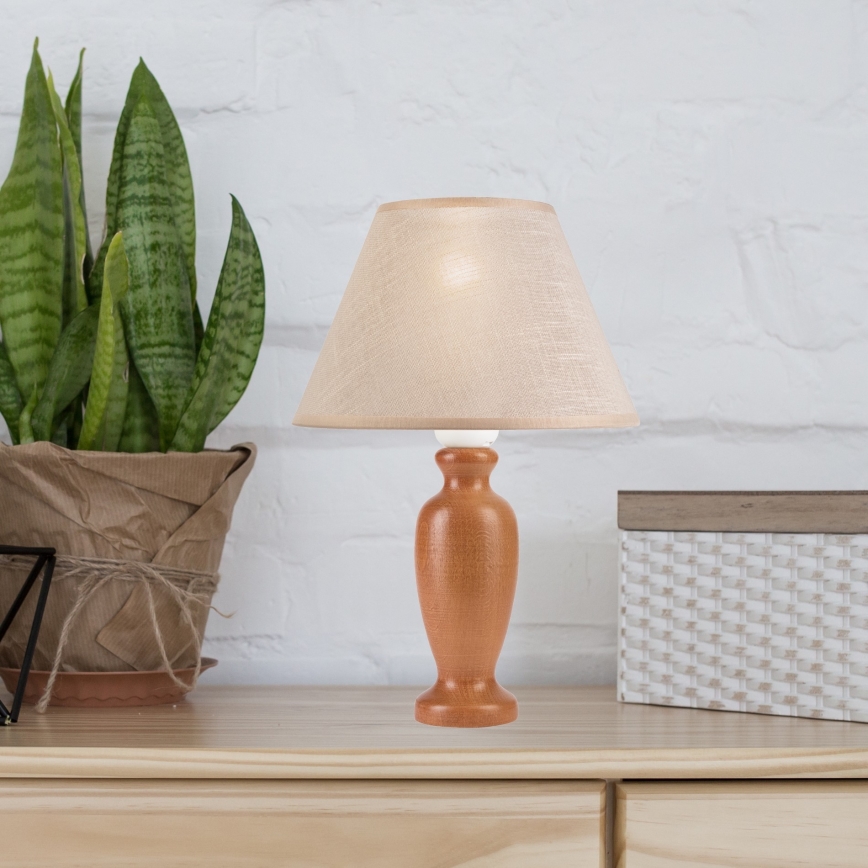 Stolní lampa AMFORA 1xE27/60W/230V hnědá/buk