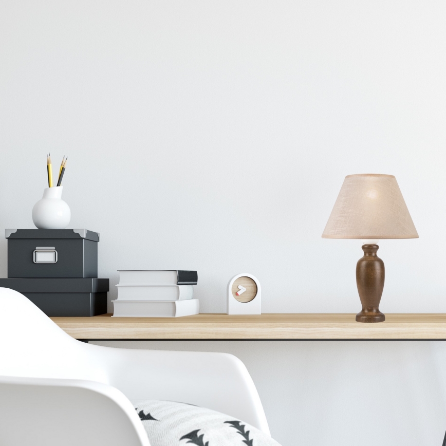 Stolní lampa AMFORA 1xE27/60W/230V tmavě hnědá/buk