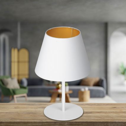 Stolní lampa ARDEN 1xE27/60W/230V pr. 20 cm bílá/zlatá