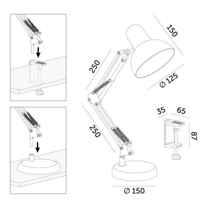Stolní lampa AURIQ 1xE27/60W/230V modrá