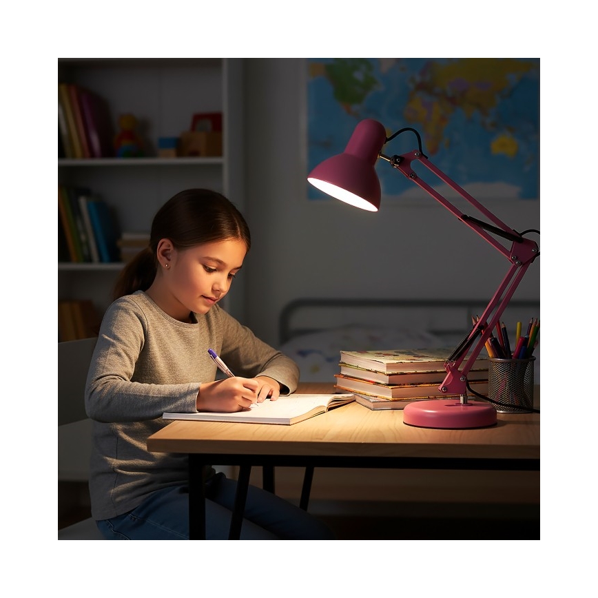 Stolní lampa AURIQ 1xE27/60W/230V růžová