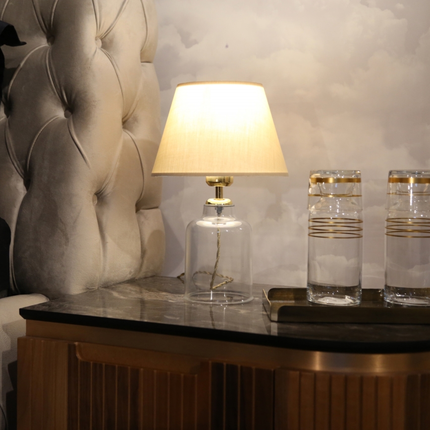 Stolní lampa AYD 1xE27/40W/230V béžová/čirá