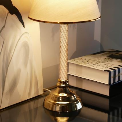 Stolní lampa AYD 1xE27/40W/230V béžová/zlatá