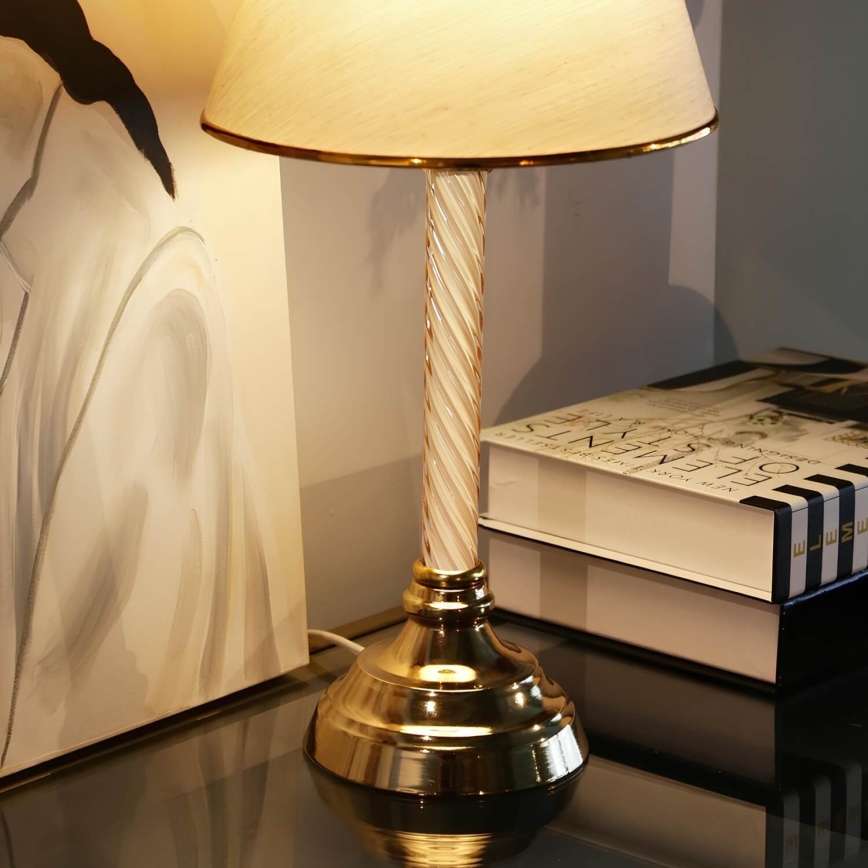 Stolní lampa AYD 1xE27/40W/230V béžová/zlatá