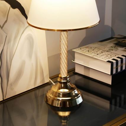 Stolní lampa AYD 1xE27/40W/230V bílá/zlatá