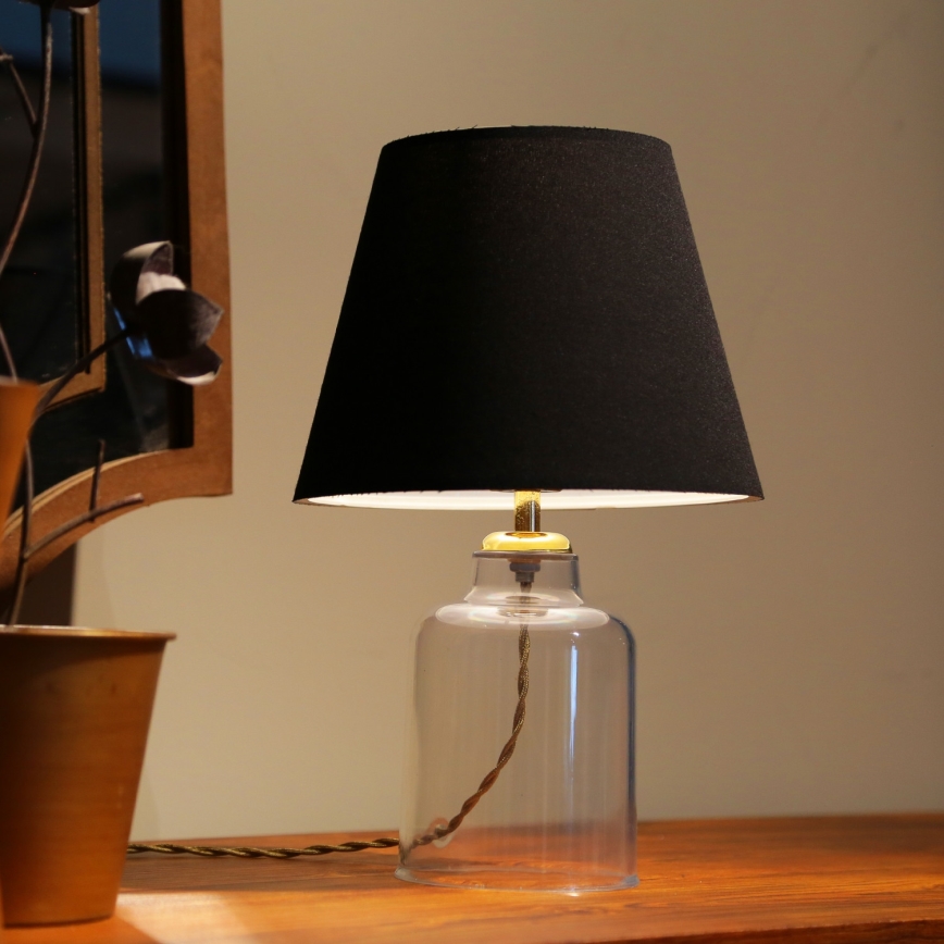 Stolní lampa AYD 1xE27/40W/230V černá/čirá