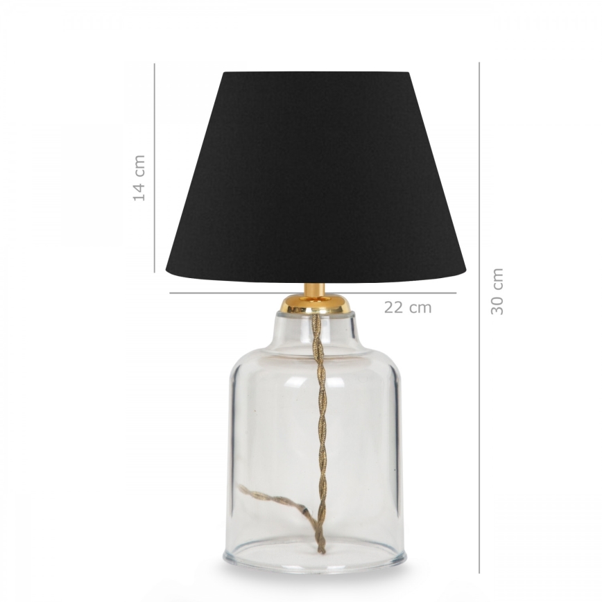 Stolní lampa AYD 1xE27/40W/230V černá/čirá