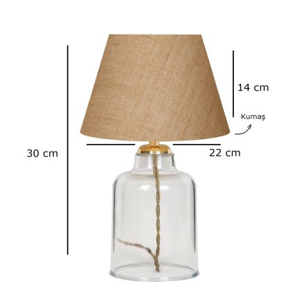 Stolní lampa AYD 1xE27/40W/230V hnědá/čirá