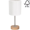 Stolní lampa BENITA 1xE27/60W/230V 30 cm bílá/dub – FSC certifikováno