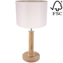 Stolní lampa BENITA 1xE27/60W/230V 48 cm krémová/dub – FSC certifikováno