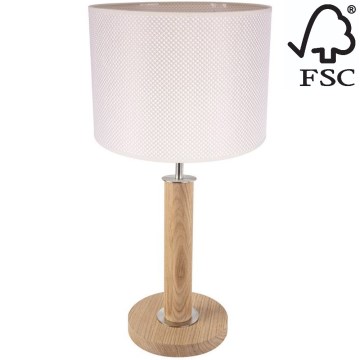 Stolní lampa BENITA 1xE27/60W/230V 48 cm krémová/dub – FSC certifikováno