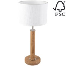 Stolní lampa BENITA 1xE27/60W/230V 61 cm bílá/dub – FSC certifikováno