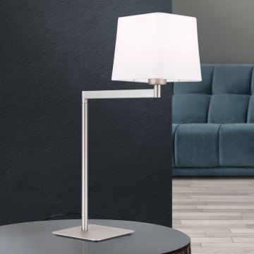 Stolní lampa CARLTON 1xE27/40W/230V bílá/matný chrom