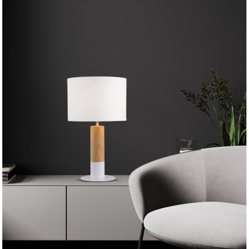Stolní lampa CARROL 1xE27/40W/230V bílá/hnědá